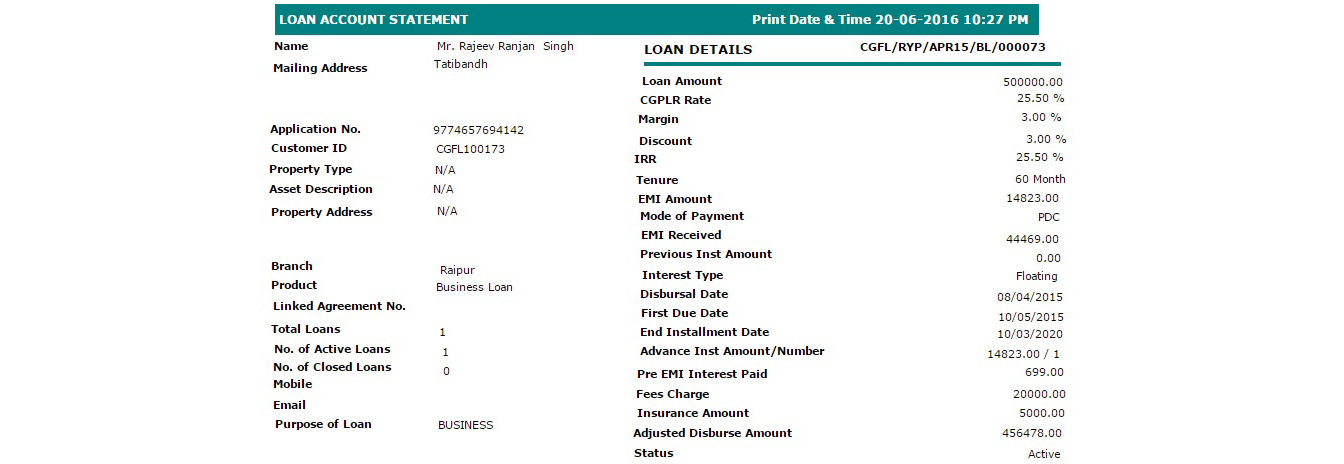 loan account statement